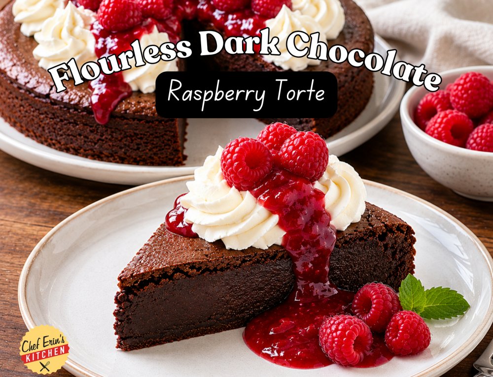 Flourless Dark Chocolate Raspberry Torte
